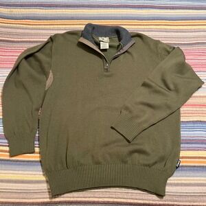 Beretta Men's Olive Green 1/4 Zip Sweater Wool Blend Dryarn Size XL